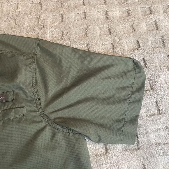 Eddie Bauer Button Down Shirt Mens L Green Performance Vented Hiking Fishing - Picture 7 of 12